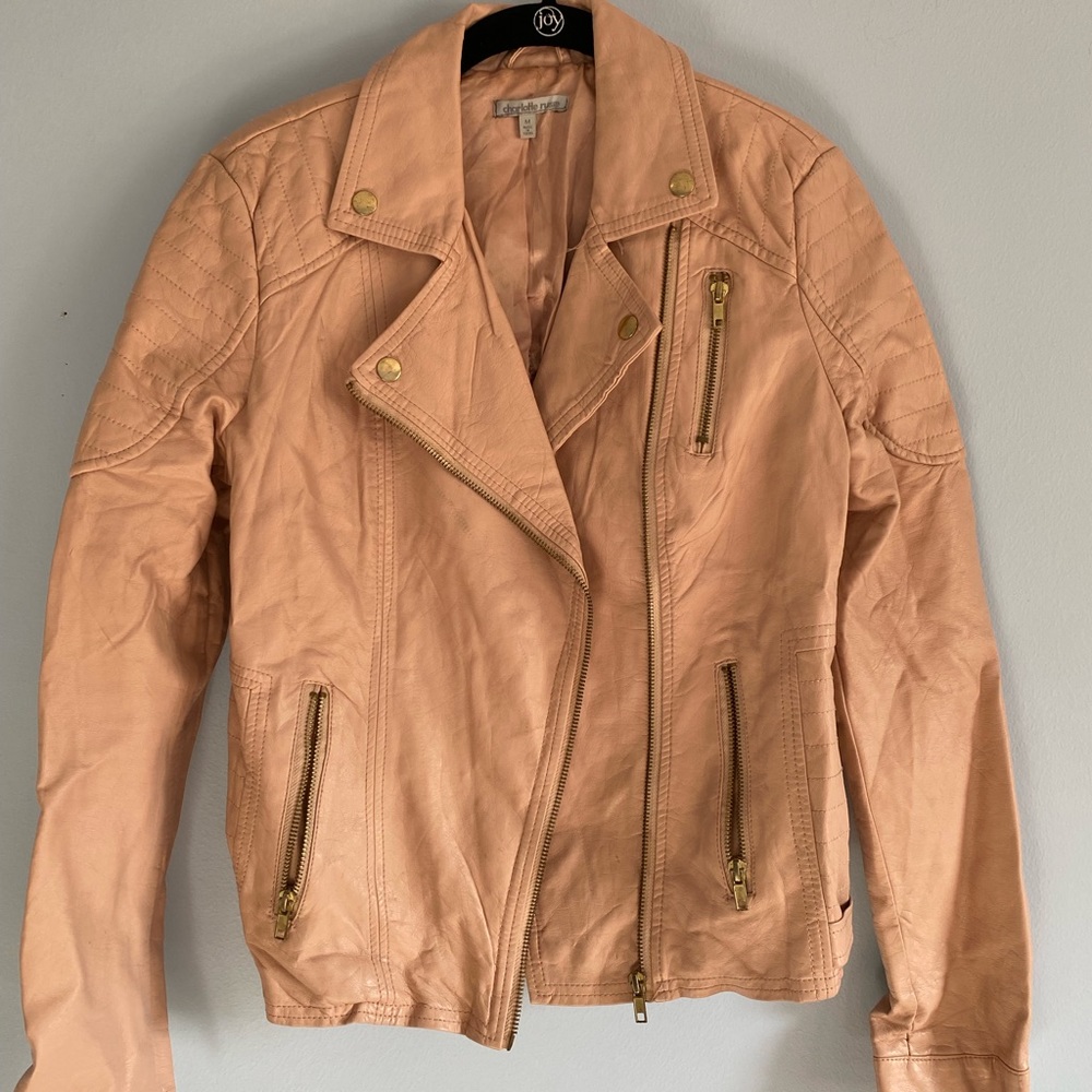 Light Pink Faux Leather Jacket